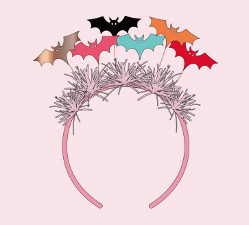 Halloween Colorful Bat Black Little Ghost Party Headband HW-027